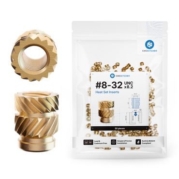 Heat set insert #8-32 monteret i 3D-printet del