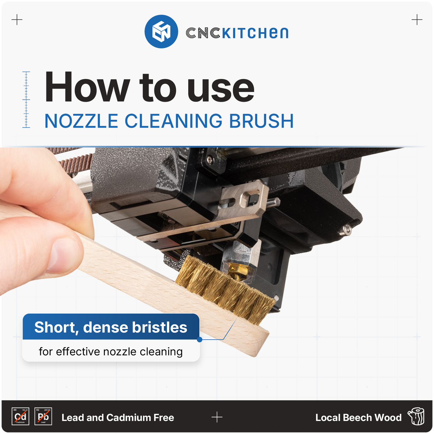 Nozzle Cleaning Brush med bøgetræsskaft