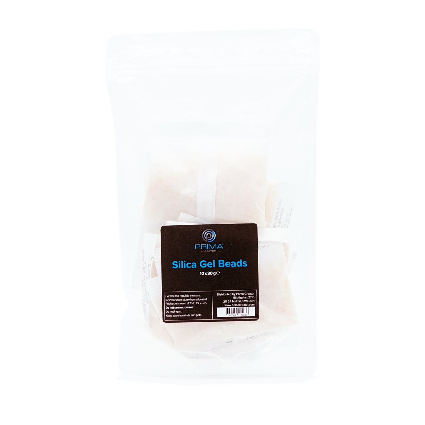 PrimaCreator Silica Gel Pack – 10 × 30 g tørreposer