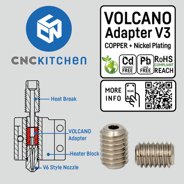 VOLCANO Adapter monteret med V6 dyse i Volcano heater block