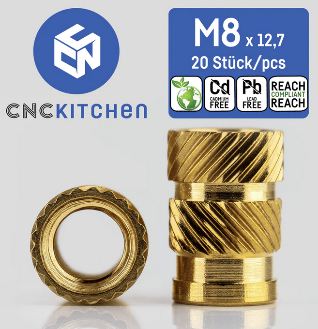 Heat Set Inserts - M8 standard 20 pcs