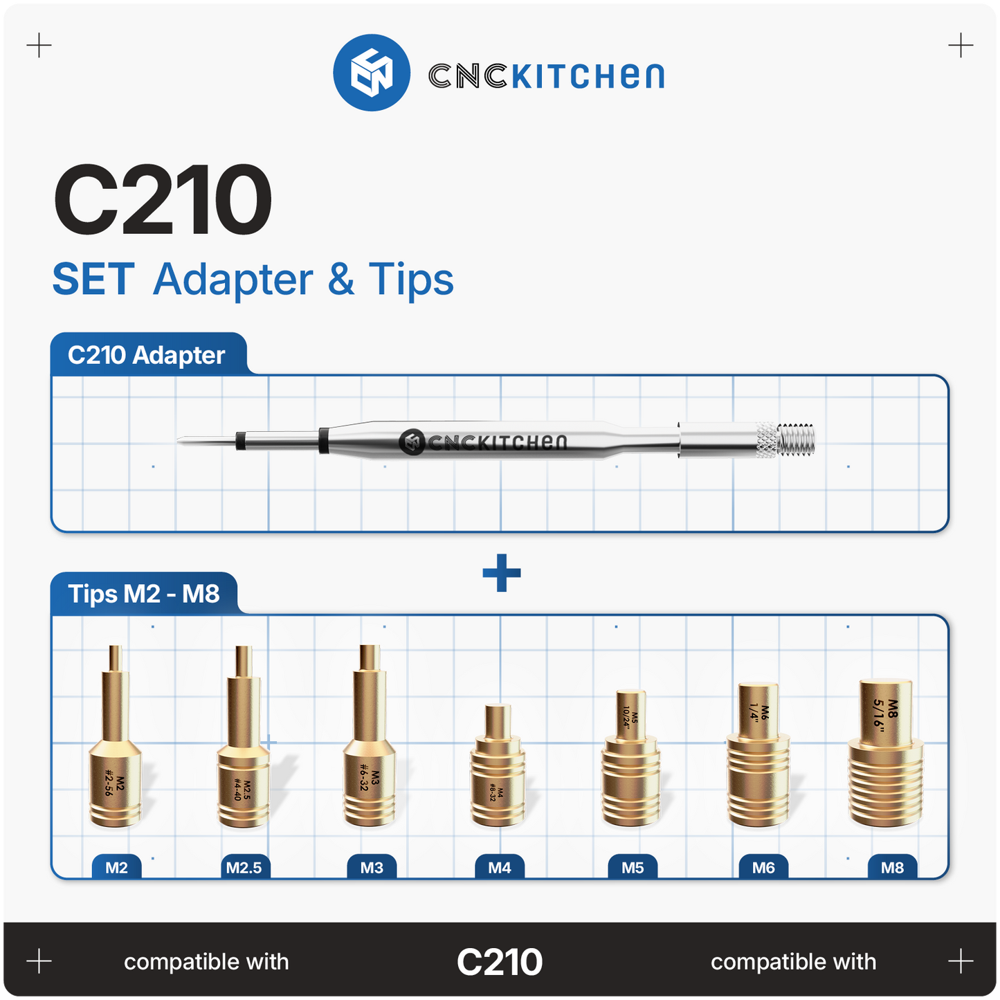 CNC Kitchen C210-adapter med M5-gevind til installationsspidser