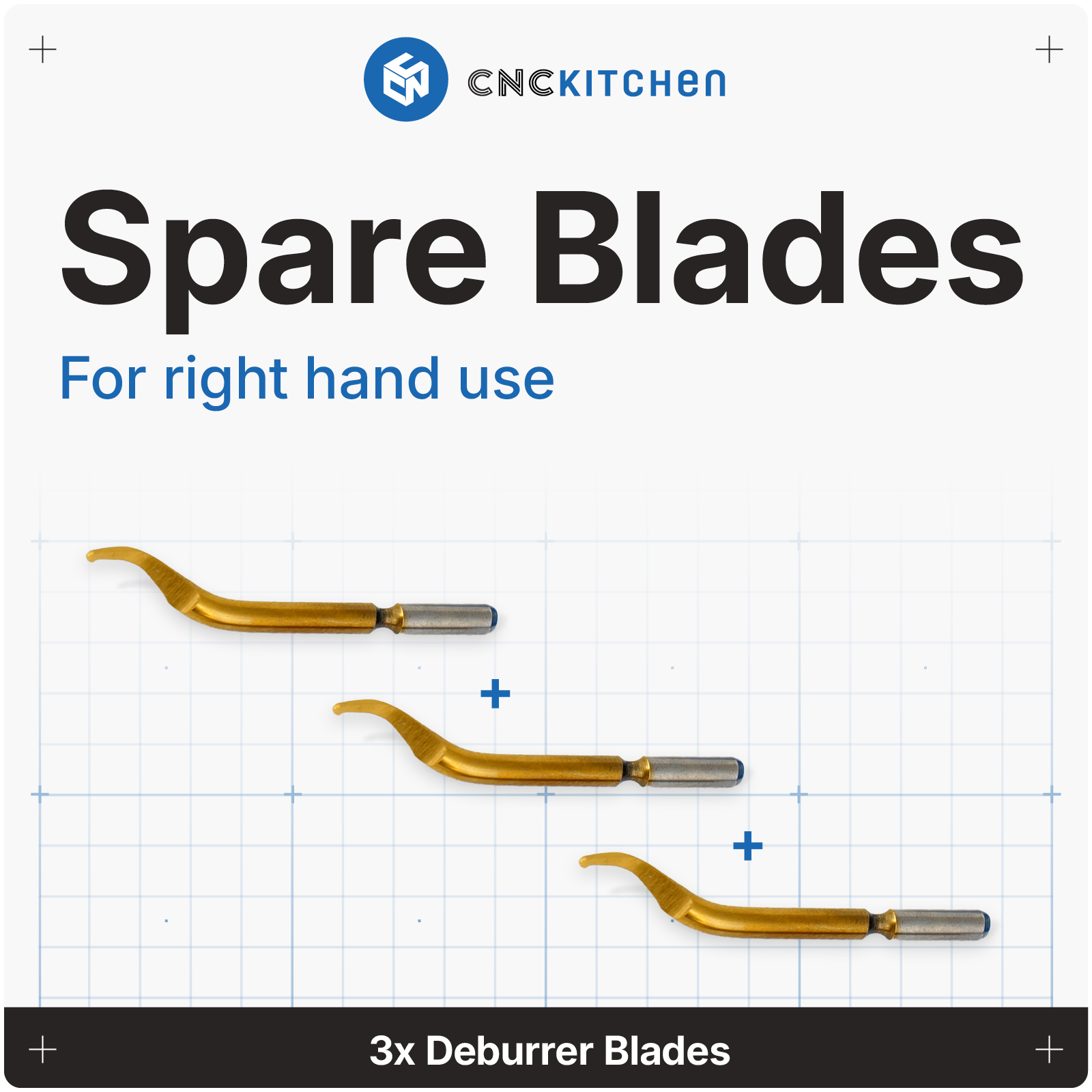 3 højrehåndede titaniumbelagte blade til CNC Kitchen Deburrer