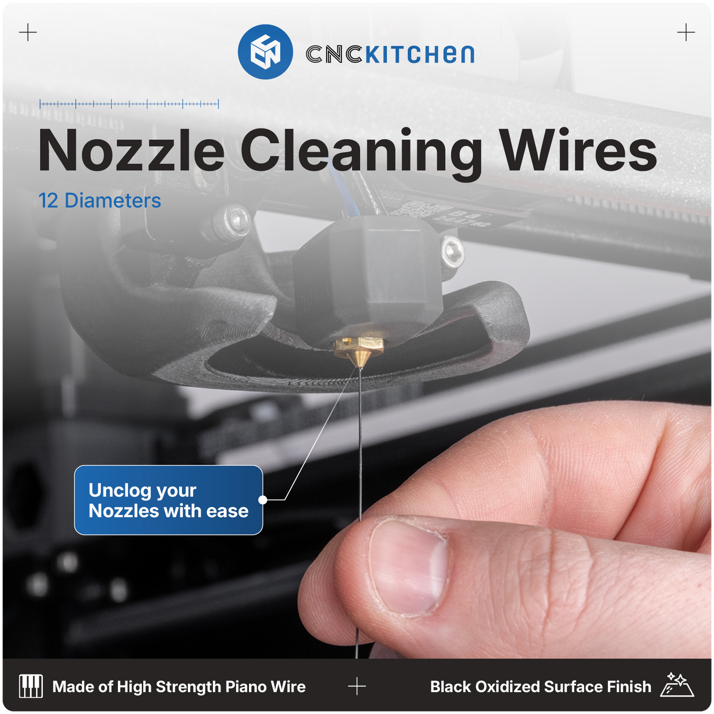 Rensning af tilstoppet nozzle med cleaning wire