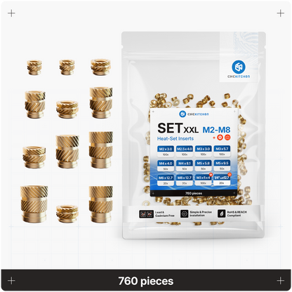 CNC Kitchen SET XXL med 760 heat set inserts i sorteringsæske