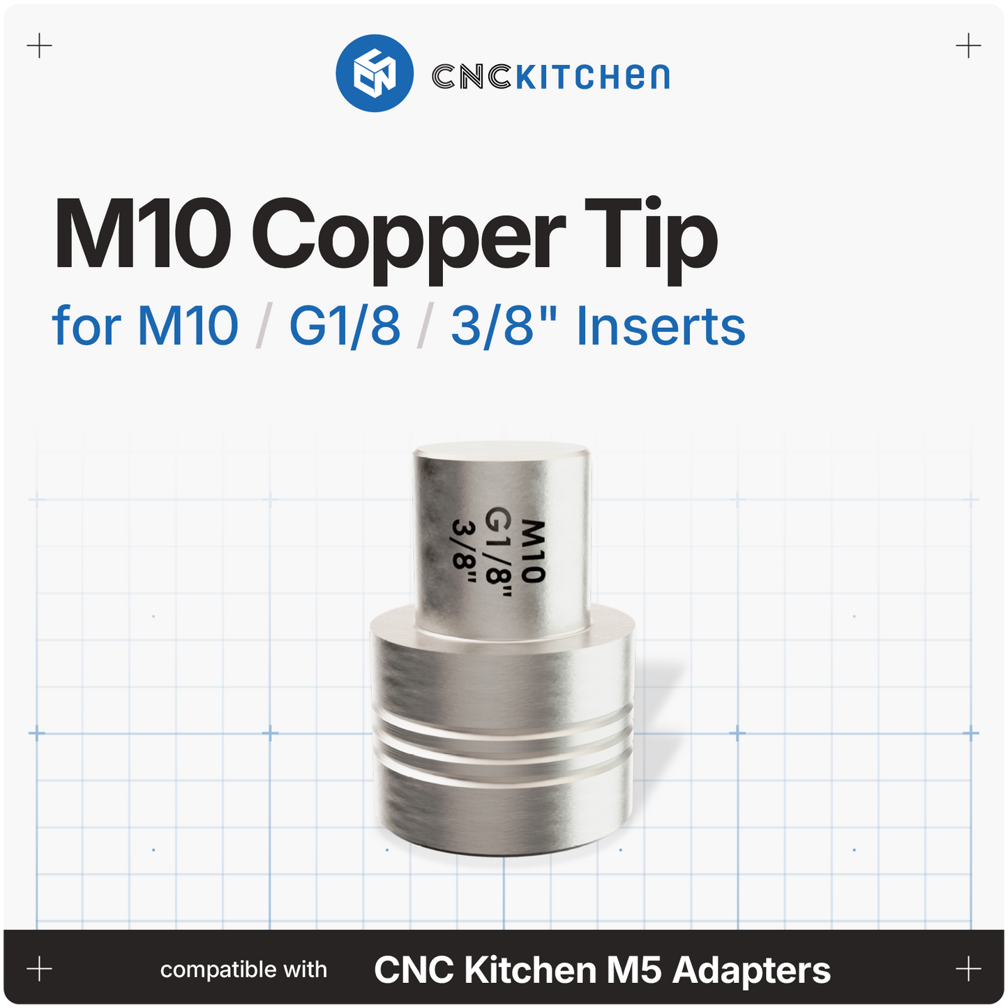 Kobberspids til M10, 3/8 tomme og G1/8 tomme inserts
