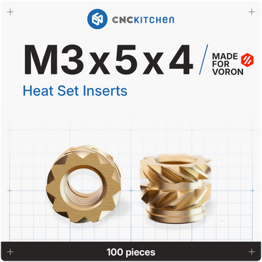 VORON M3x5x4 gevindindsats i messing med dobbelt riffling