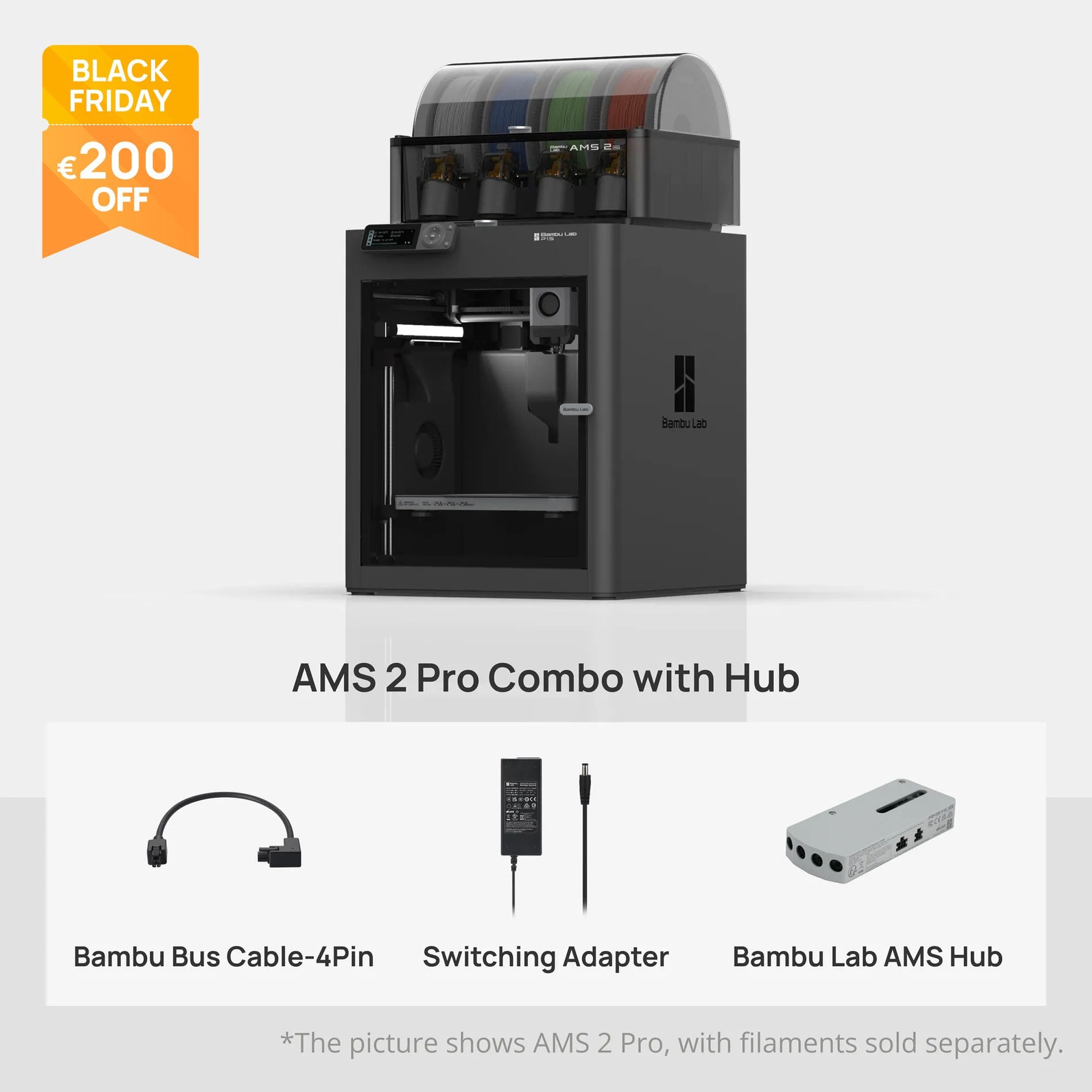 Bambu Lab - P1S AMS 2 Pro Combo 3D Printer (Hub)