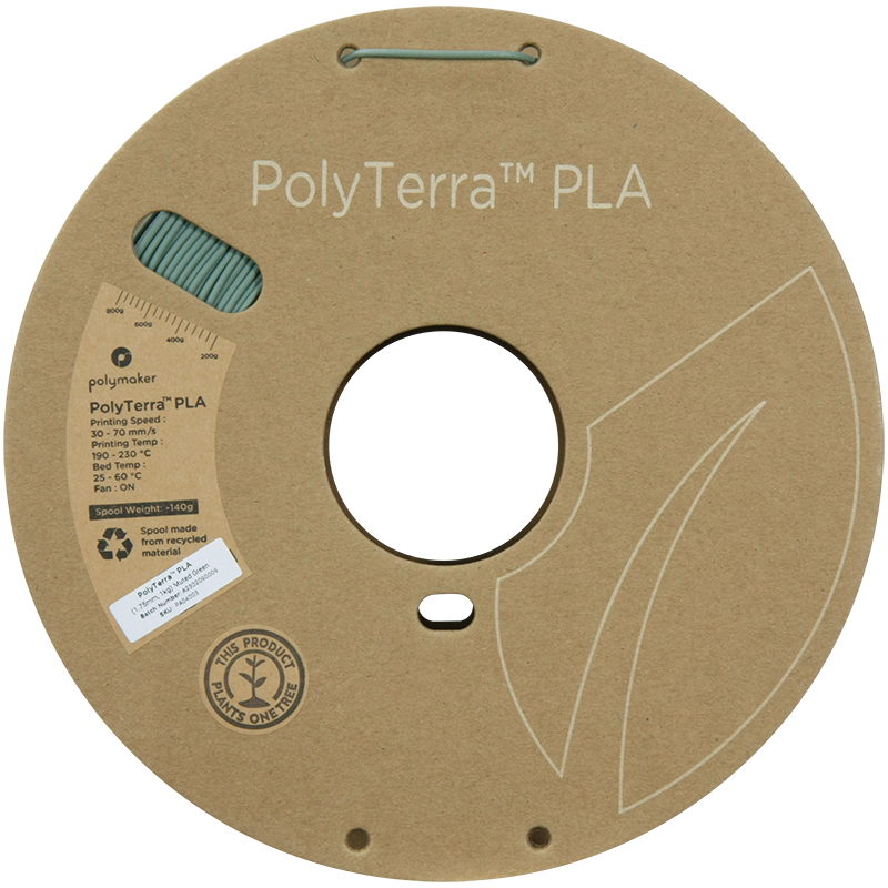 (UDGÅR) Polymaker | PolyTerra PLA | Muted Green | 1.75mm | 1 kg