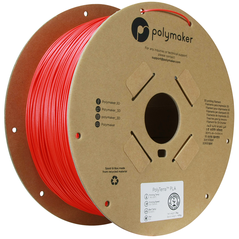 (UDGÅR) Polymaker | PolyTerra PLA | Lava Red | 1.75mm | 3 kg