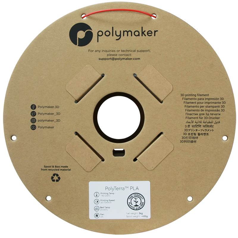 (UDGÅR) Polymaker | PolyTerra PLA | Lava Red | 1.75mm | 3 kg