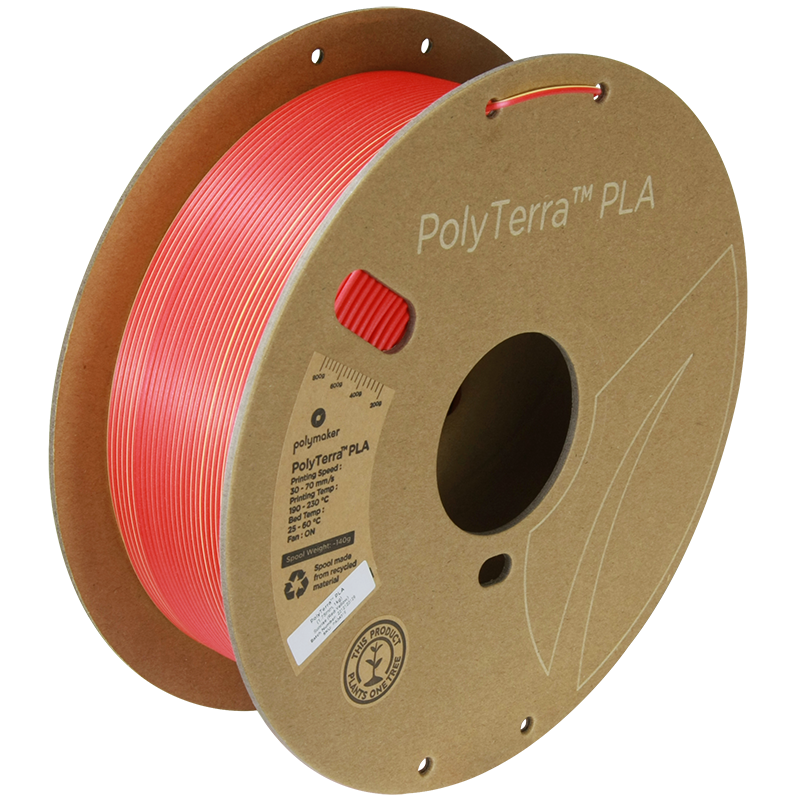 (UDGÅR) Polymaker | PolyTerra PLA Dual | Sunrise (Red-Yellow) | 1.75mm | 1 kg