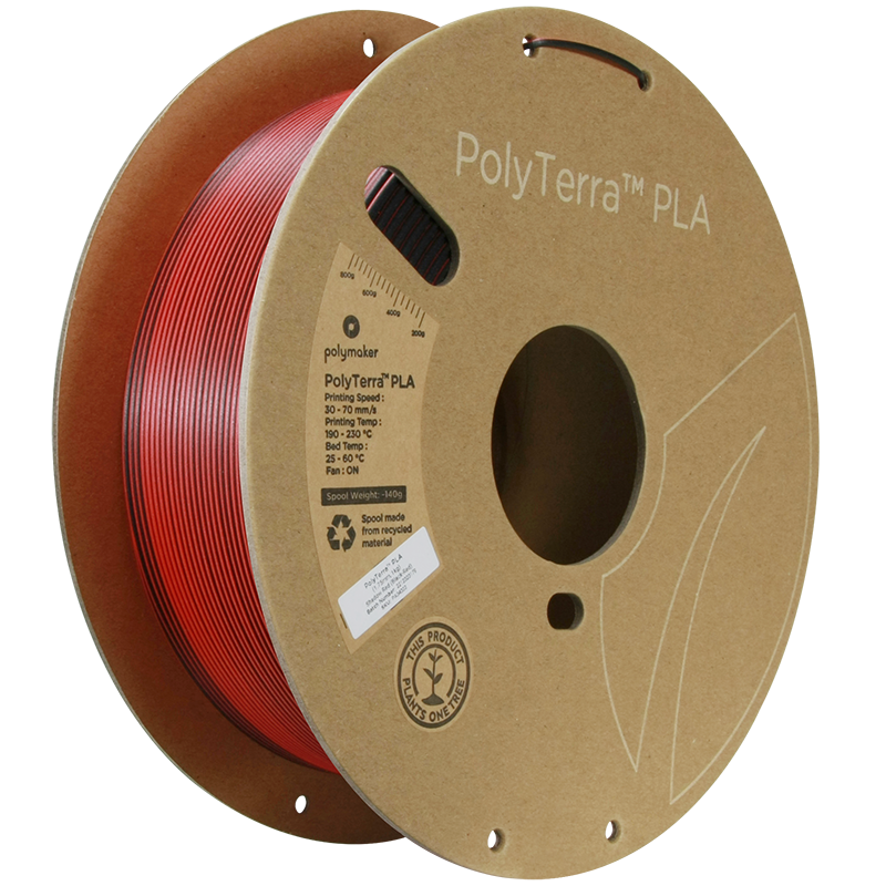 (UDGÅR) Polymaker | PolyTerra PLA Dual | Shadow Red (Red-Black) | 1.75mm | 1 kg
