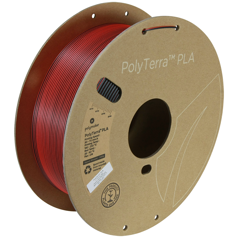 (UDGÅR) Polymaker | PolyTerra PLA Dual | Shadow Red (Red-Black) | 1.75mm | 1 kg