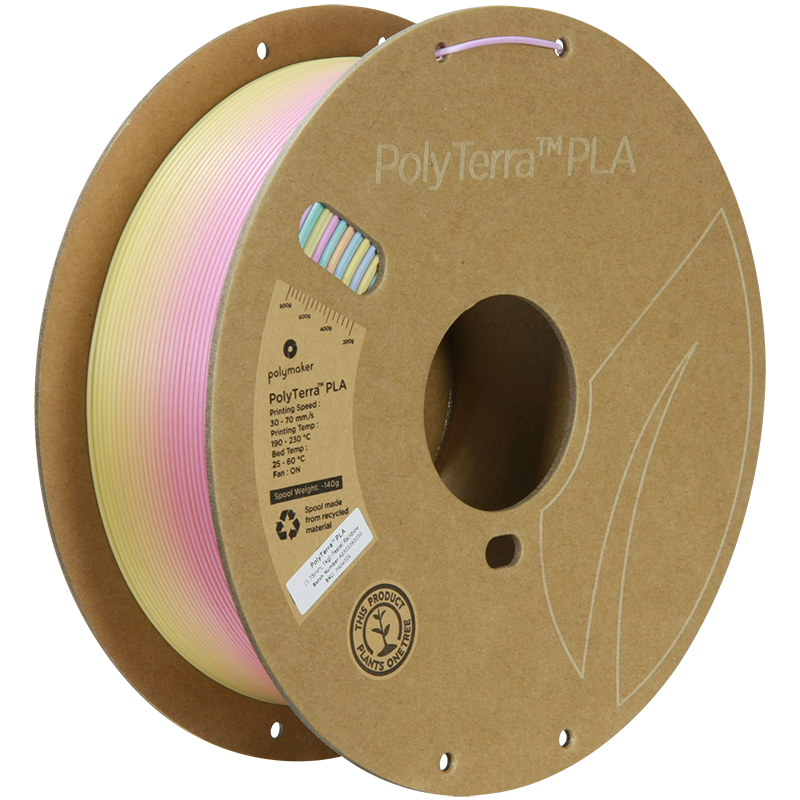 (UDGÅR) Polymaker | PolyTerra PLA Gradient | Pastel Rainbow | 1.75mm | 1 kg