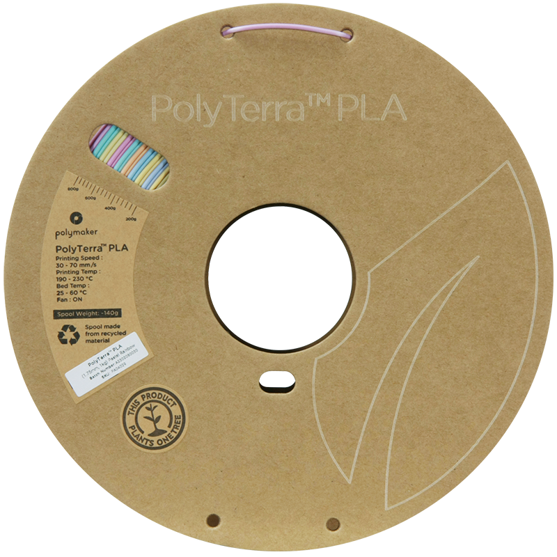 (UDGÅR) Polymaker | PolyTerra PLA Gradient | Pastel Rainbow | 1.75mm | 1 kg