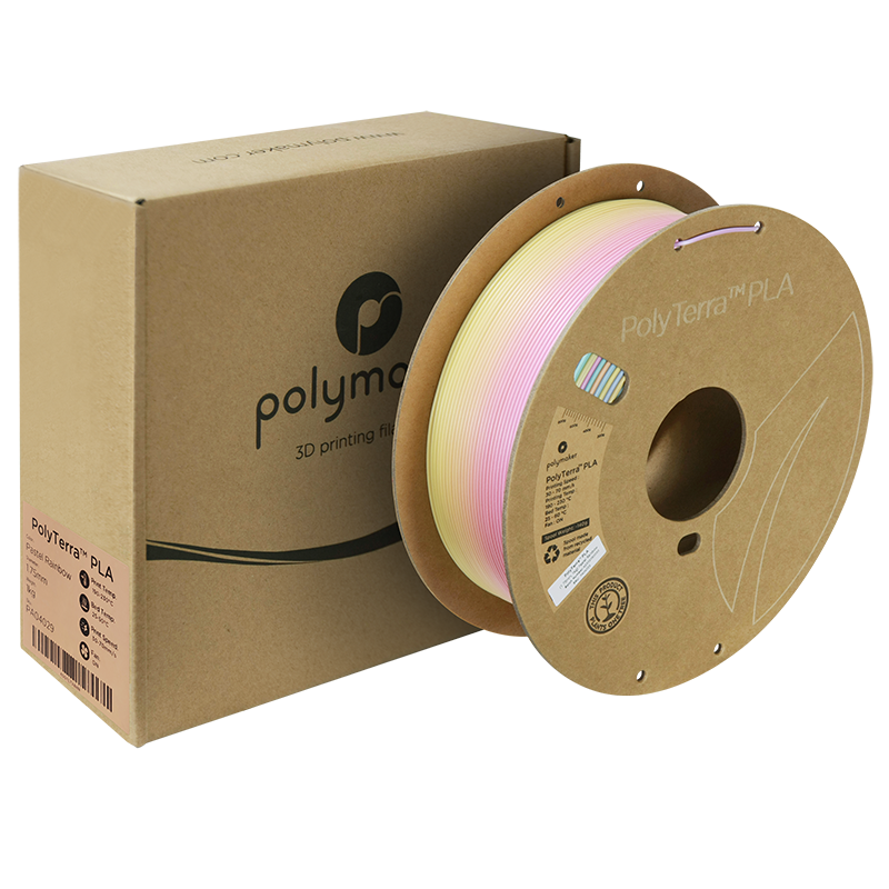 (UDGÅR) Polymaker | PolyTerra PLA Gradient | Pastel Rainbow | 1.75mm | 1 kg