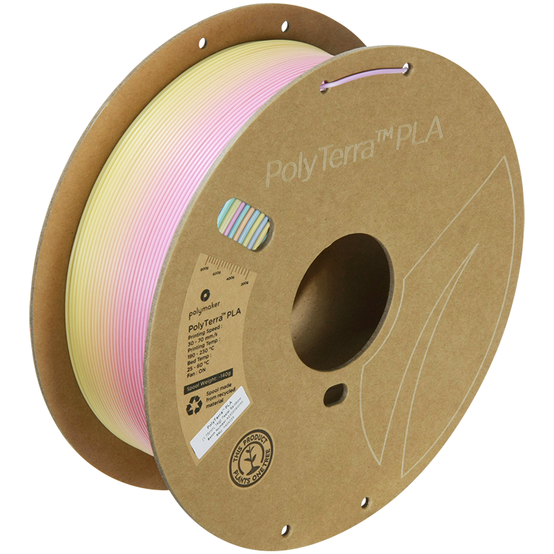 (UDGÅR) Polymaker | PolyTerra PLA Gradient | Pastel Rainbow | 1.75mm | 1 kg