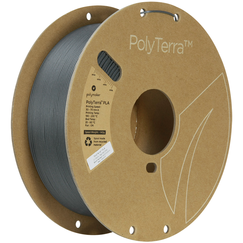 (UDGÅR) Polymaker | PolyTerra PLA | Ash Grey | 1.75mm | 1 kg