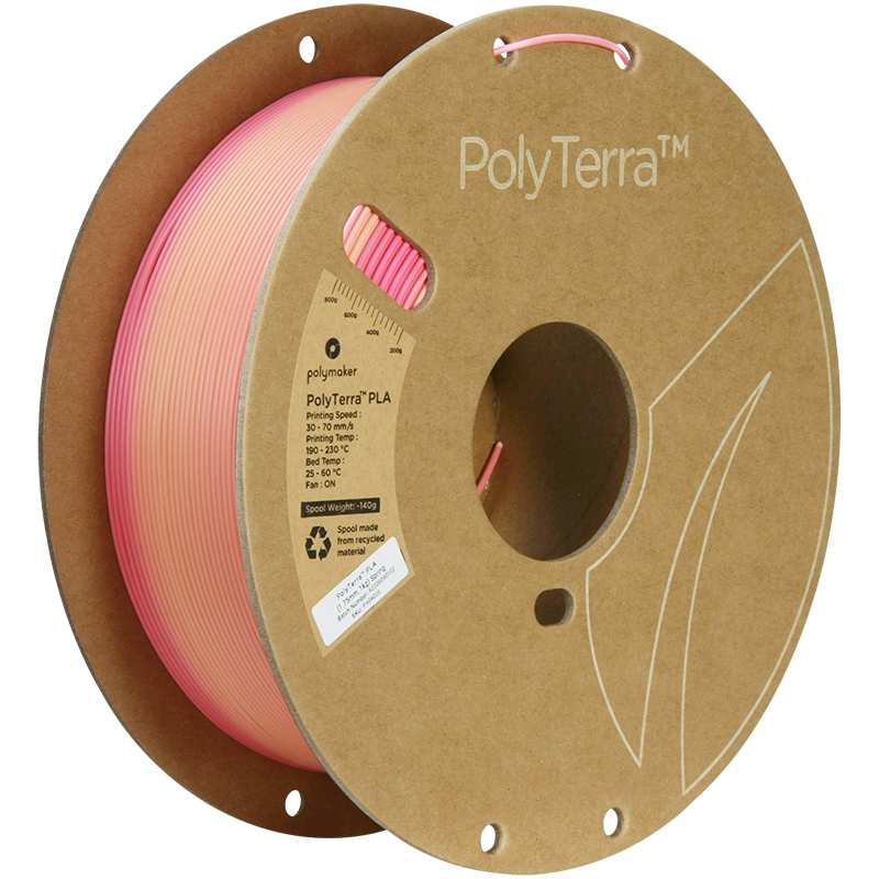(UDGÅR) Polymaker | PolyTerra PLA Gradient | Spring (Pink-Peach) | 1.75mm | 1 kg
