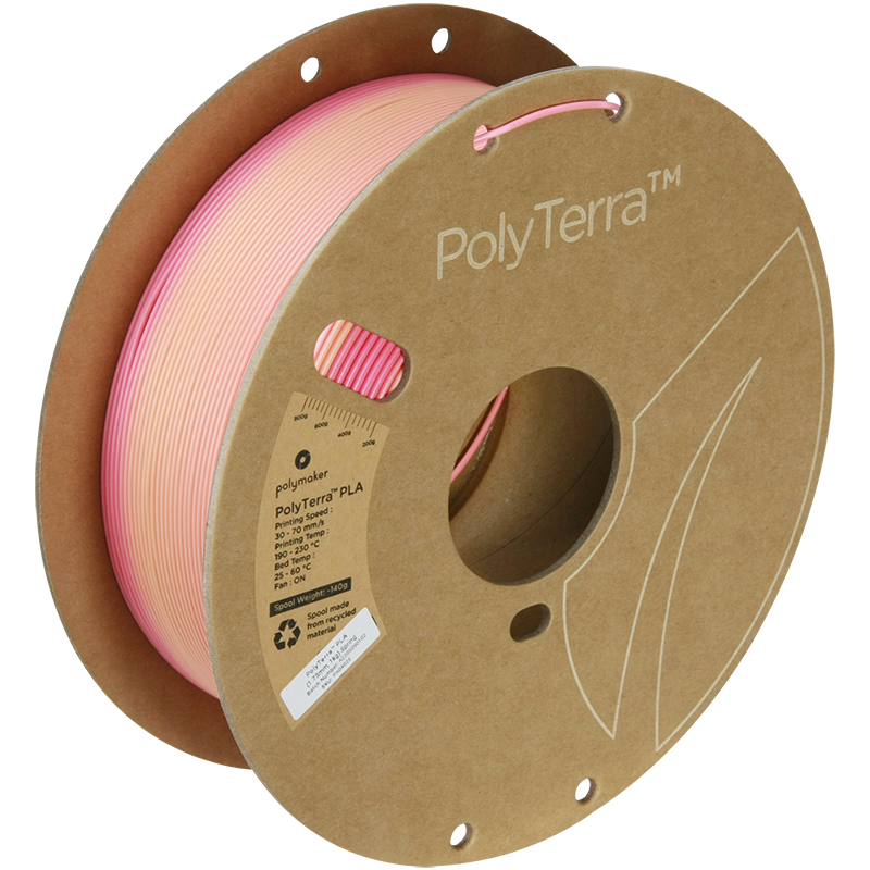 (UDGÅR) Polymaker | PolyTerra PLA Gradient | Spring (Pink-Peach) | 1.75mm | 1 kg
