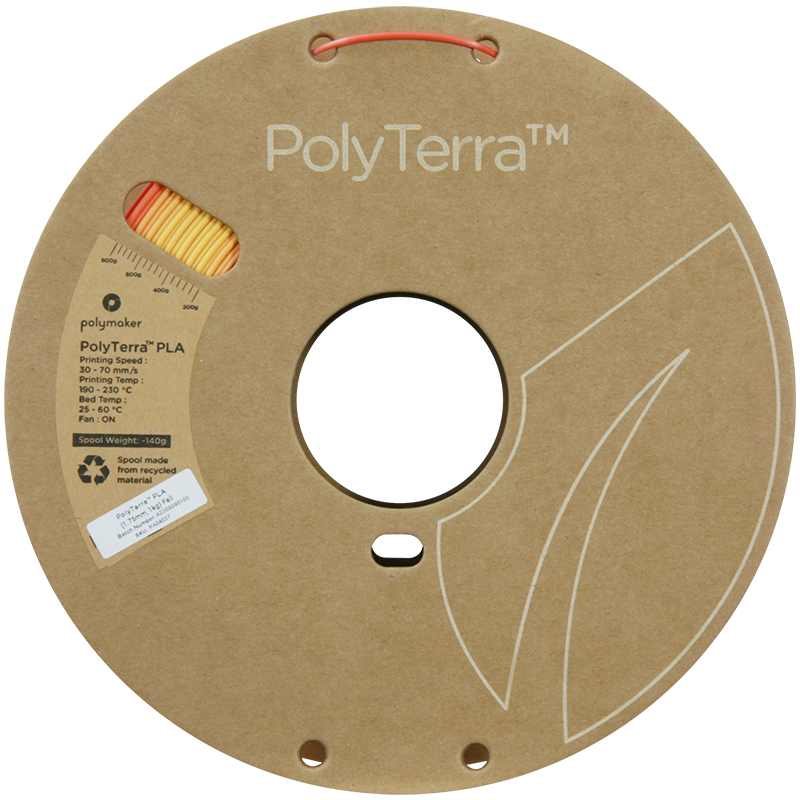 (UDGÅR) Polymaker | PolyTerra PLA Gradient | Fall (Orange-Lava Red) | 1.75mm | 1 kg