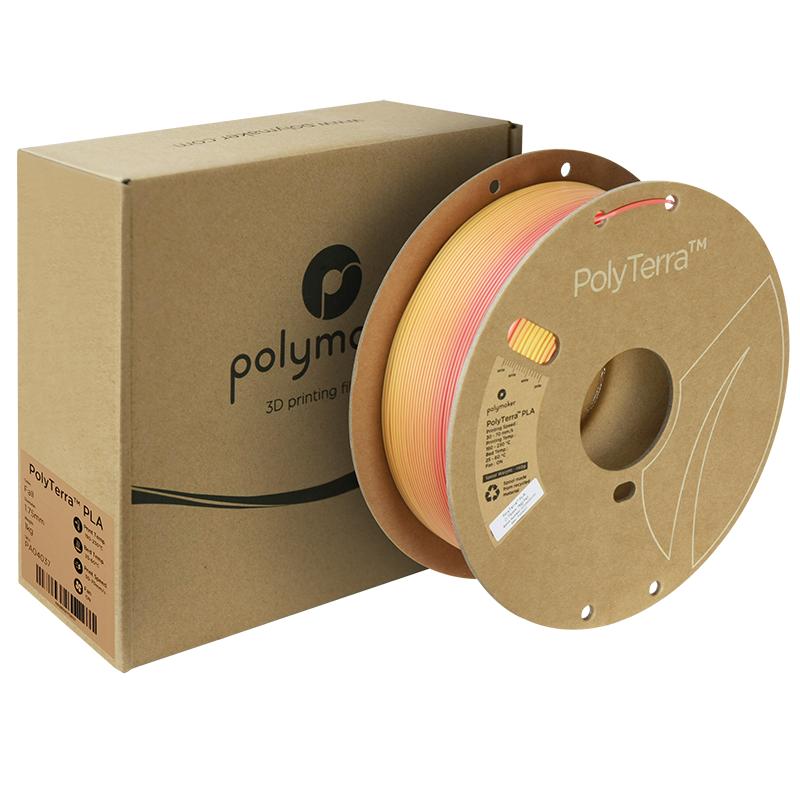 (UDGÅR) Polymaker | PolyTerra PLA Gradient | Fall (Orange-Lava Red) | 1.75mm | 1 kg