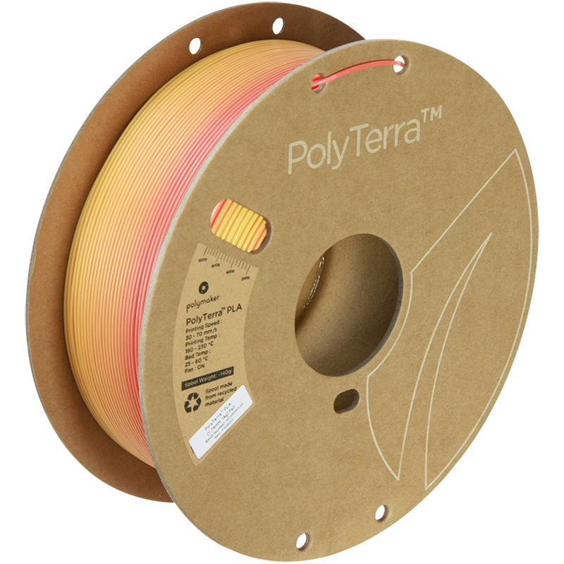 (UDGÅR) Polymaker | PolyTerra PLA Gradient | Fall (Orange-Lava Red) | 1.75mm | 1 kg