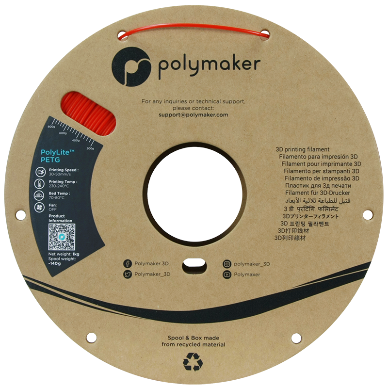 Polymaker | PolyLite PETG | Red | 1.75mm | 1 kg