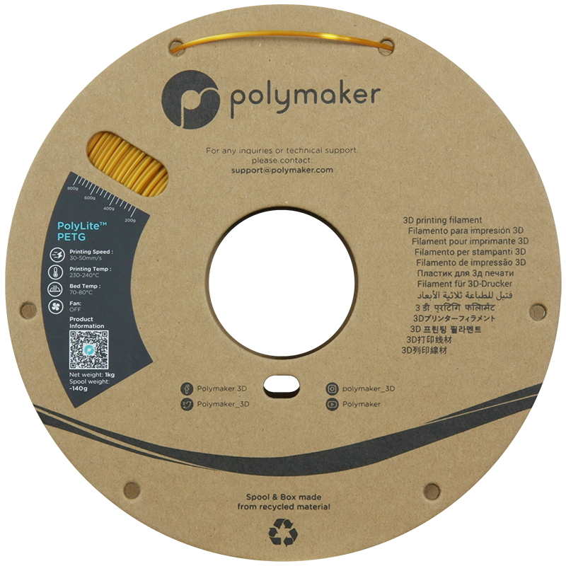Polymaker | PolyLite PETG | Gold | 1.75mm | 1 kg