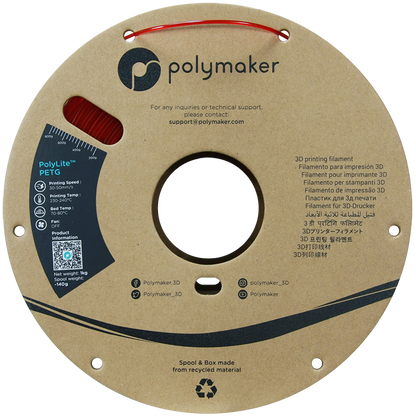 Polymaker | PolyLite PETG | Translucent Red | 1.75mm | 1 kg