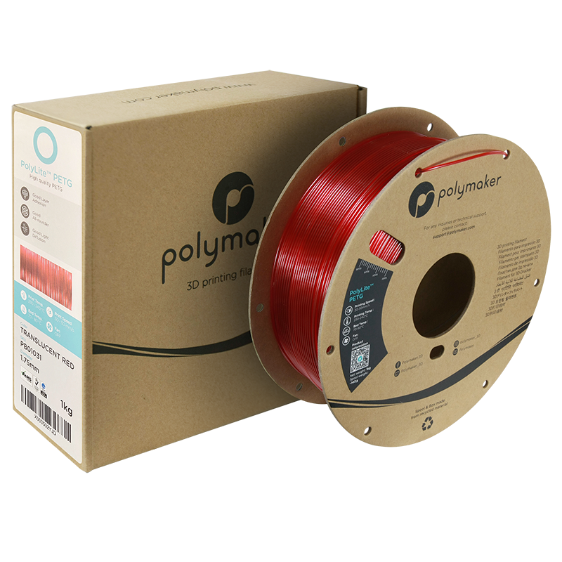 Polymaker | PolyLite PETG | Translucent Red | 1.75mm | 1 kg