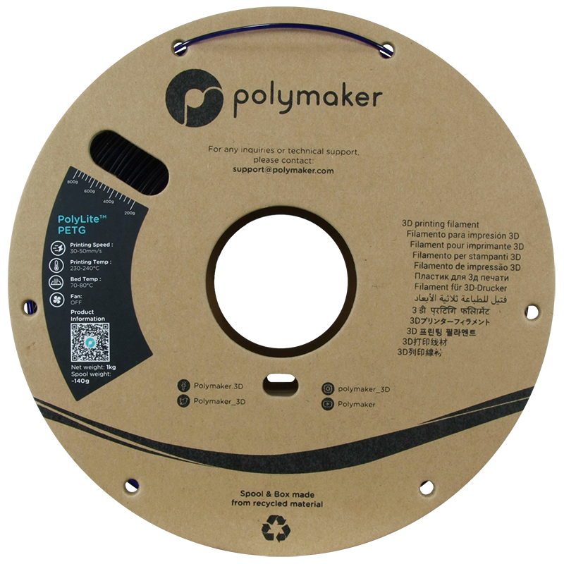 Polymaker | PolyLite PETG | Translucent Blue | 1.75mm | 1 kg