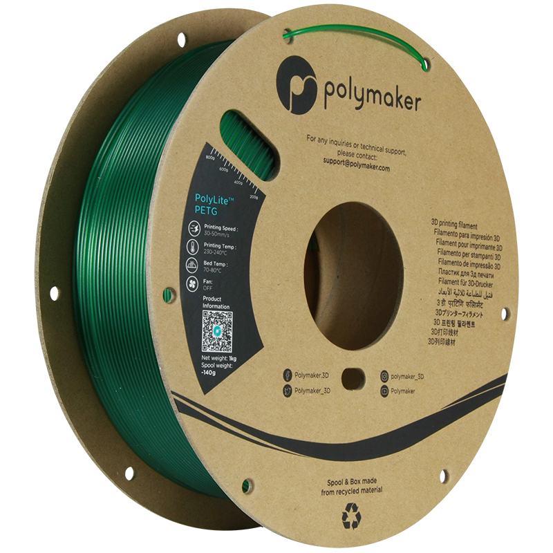 Polymaker | PolyLite PETG | Translucent Green | 1.75mm | 1 kg