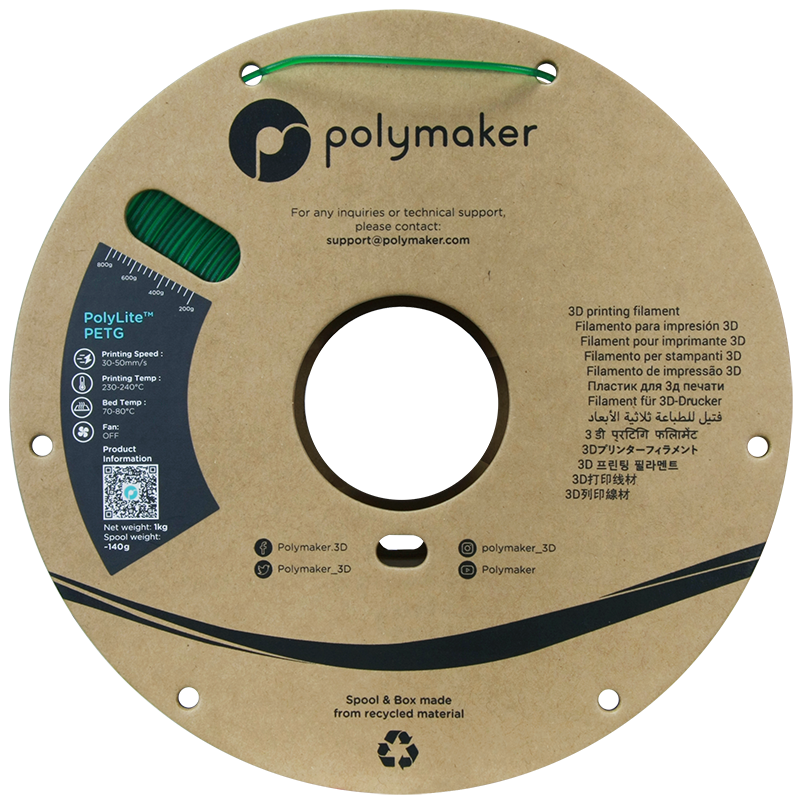 Polymaker | PolyLite PETG | Translucent Green | 1.75mm | 1 kg