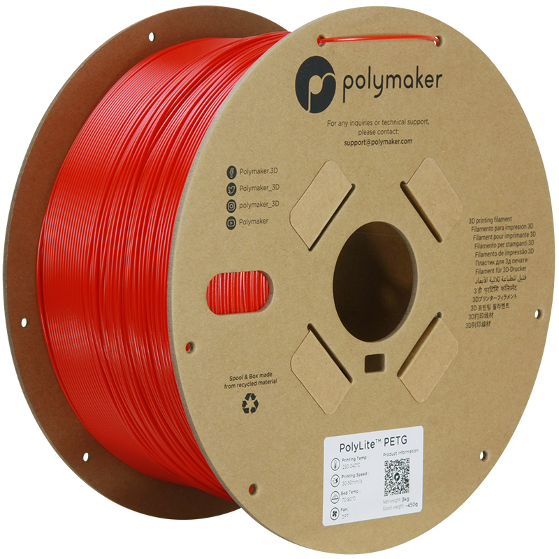 (UDGÅR) Polymaker | PolyLite PETG | Red | 1.75mm | 3 kg