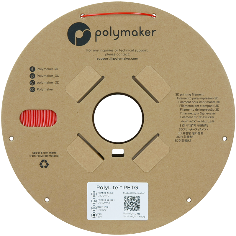 (UDGÅR) Polymaker | PolyLite PETG | Red | 1.75mm | 3 kg