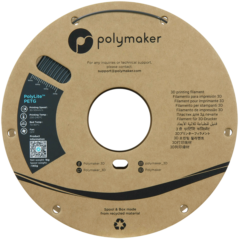 Polymaker | PolyLite PETG | Dark Grey | 1.75mm | 1 kg