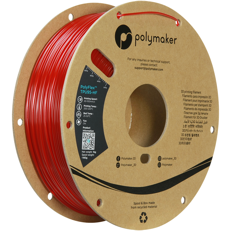 Polymaker | PolyFlex TPU-95A High Speed | Translucent Red | 1.75mm | 1 kg