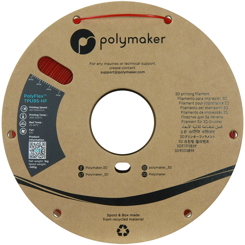 Polymaker | PolyFlex TPU-95A High Speed | Translucent Red | 1.75mm | 1 kg