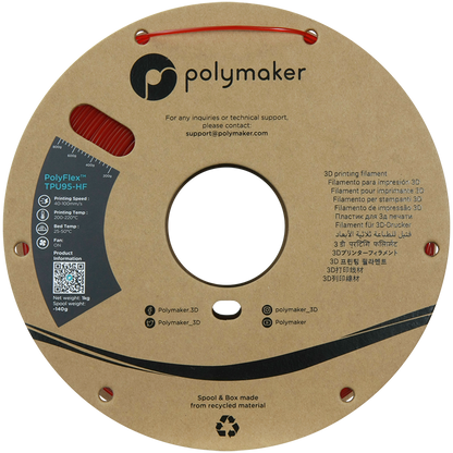 Polymaker | PolyFlex TPU-95A High Speed | Translucent Red | 1.75mm | 1 kg