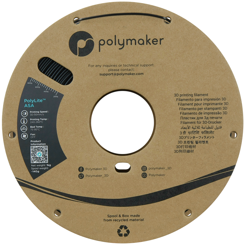 Polymaker | PolyLite ASA | Black | 1.75mm | 1 kg
