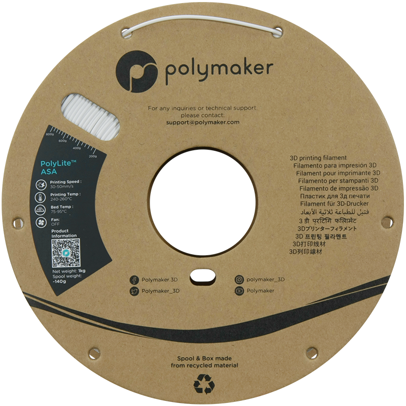 Polymaker | PolyLite ASA | White | 1.75mm | 1 kg