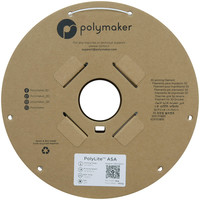 Polymaker | PolyLite ASA | White | 1.75mm | 3 kg
