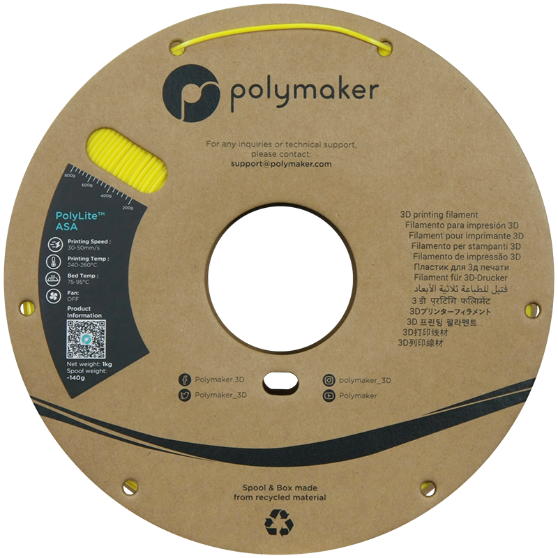 Polymaker | PolyLite ASA | Yellow | 1.75mm | 1 kg