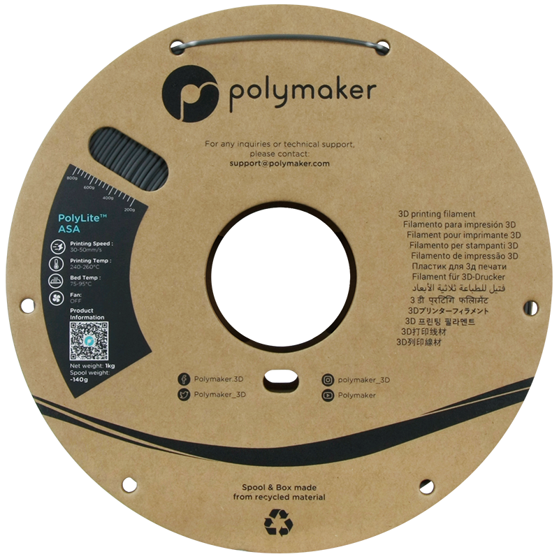 Polymaker | PolyLite ASA | Dark Grey | 1.75mm | 1 kg