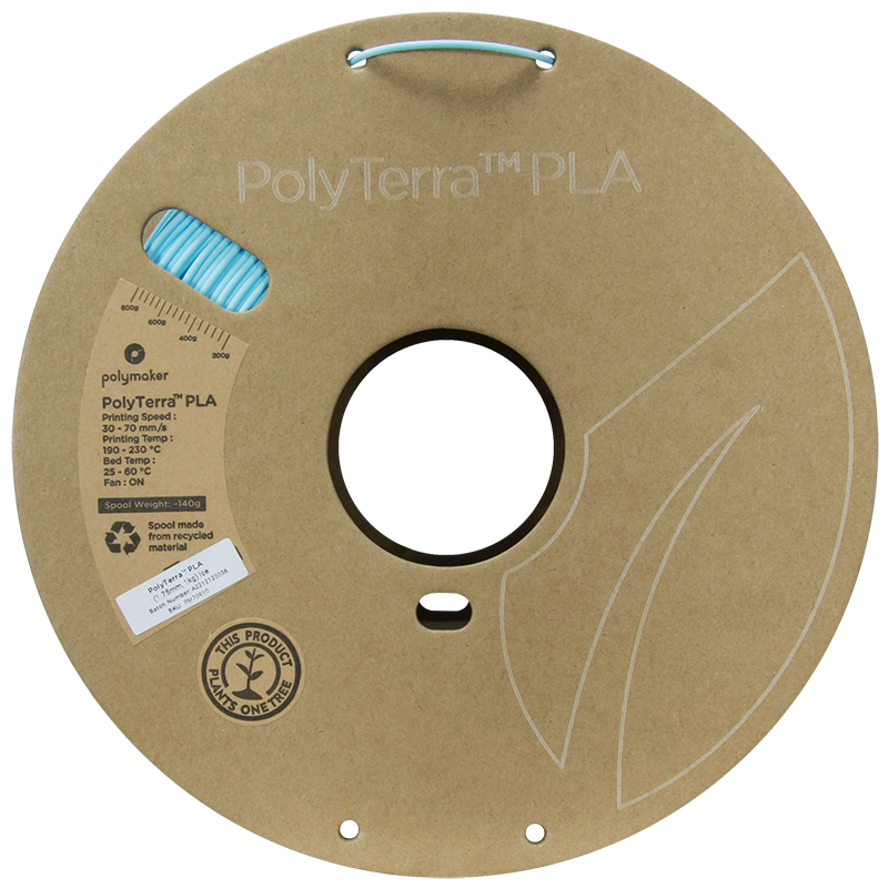 (UDGÅR) Polymaker | PolyTerra PLA | Ice | 1.75mm | 1 kg