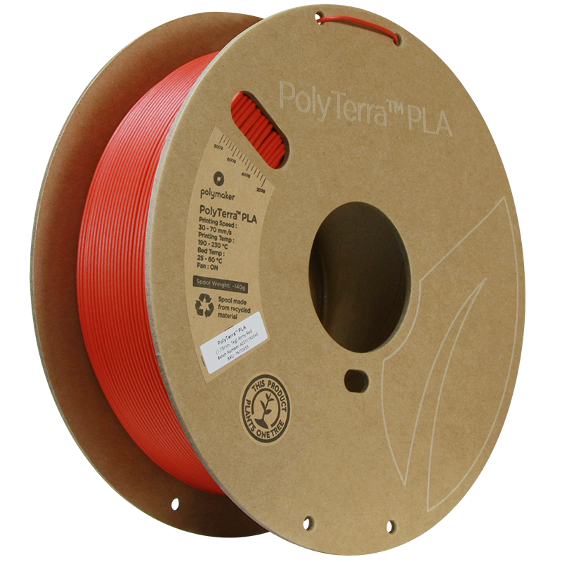 (UDGÅR) Polymaker | PolyTerra PLA | Army Red | 1.75mm | 1 kg