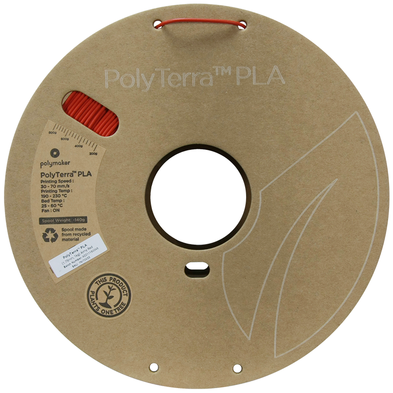 (UDGÅR) Polymaker | PolyTerra PLA | Army Red | 1.75mm | 1 kg
