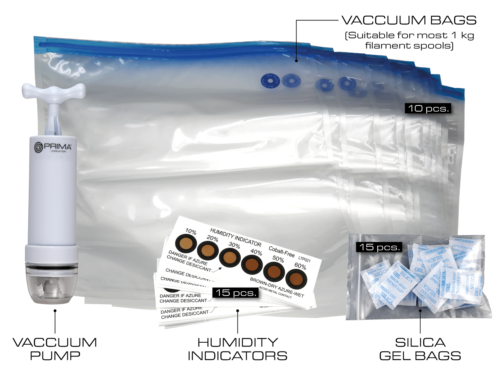 PrimaCreator Air Tight Filament Storage Set – vakuumsæt til filament